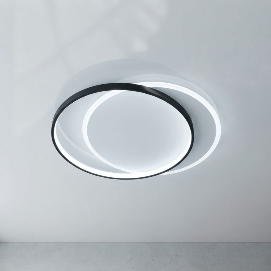 Світлодіодна стельова LED-люстра 60W без пульта Білий / Чорний (7871029)