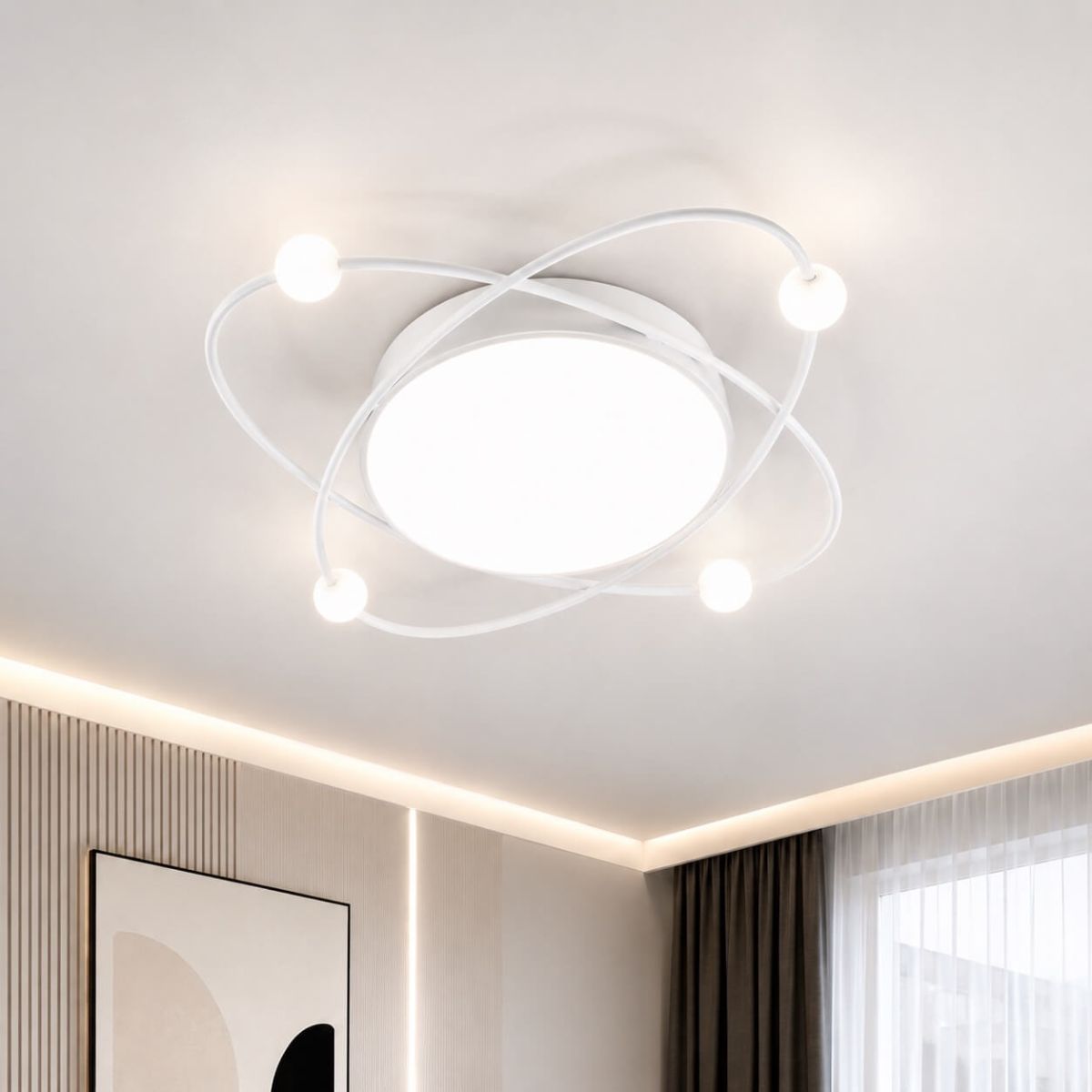 Світлодіодна стельова Led люстра до 20м² люстра Орбіта біла Simple Forms (A12-2-500 WH, 100W)