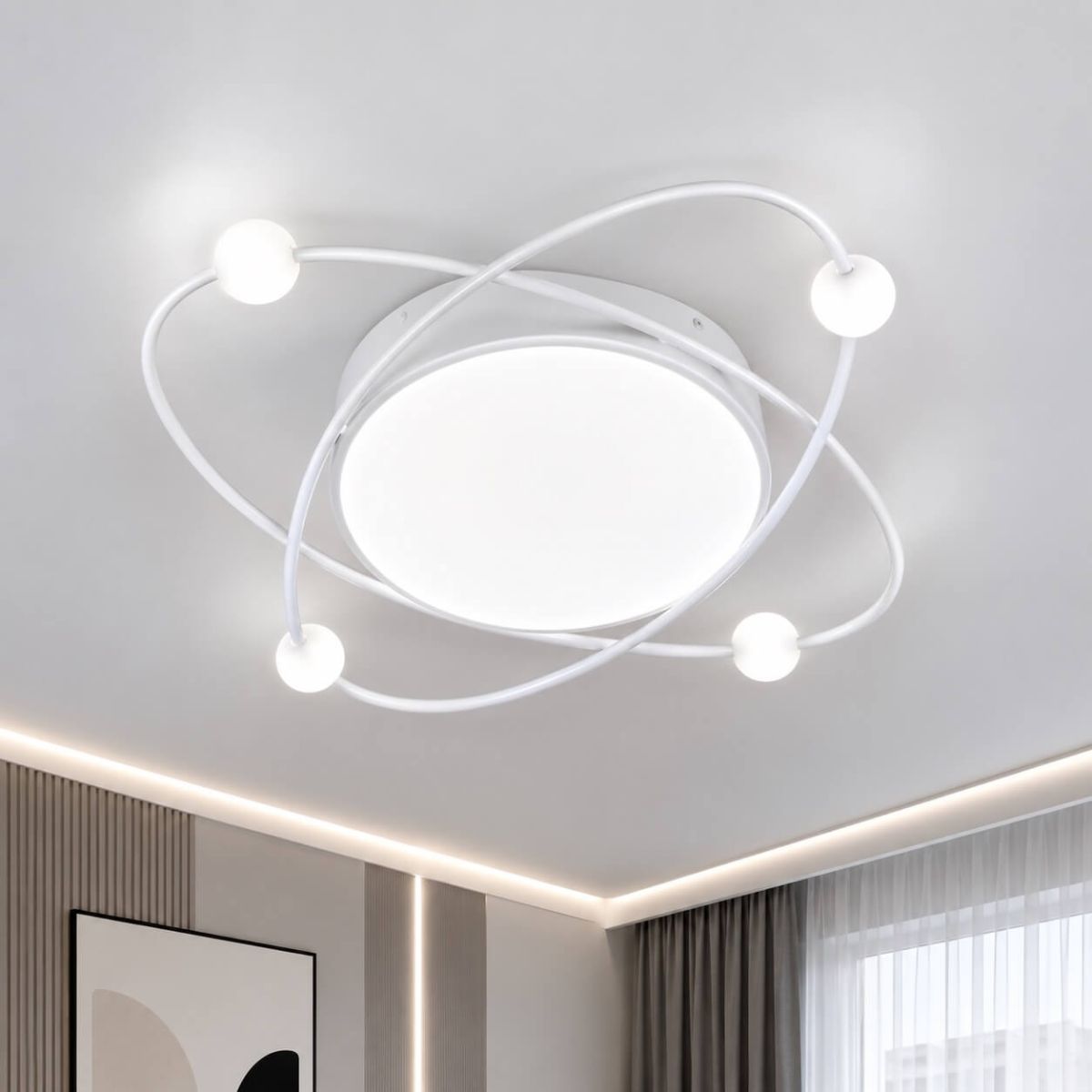 Світлодіодна стельова Led люстра до 20м² люстра Орбіта біла Simple Forms (A12-2-500 WH, 100W)