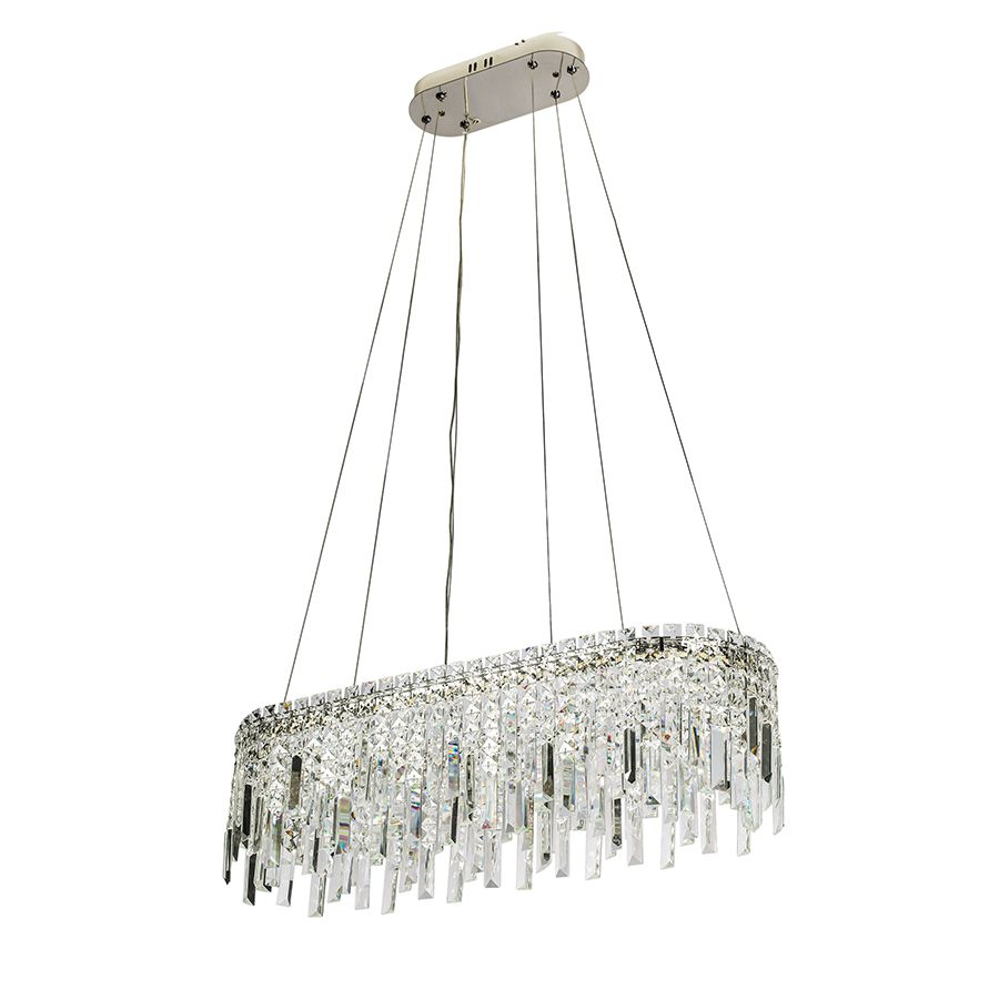Кришталева підвісна LED люстра 80 см срібна до 20м²  (Crystal Cascade 802L39030 CH)