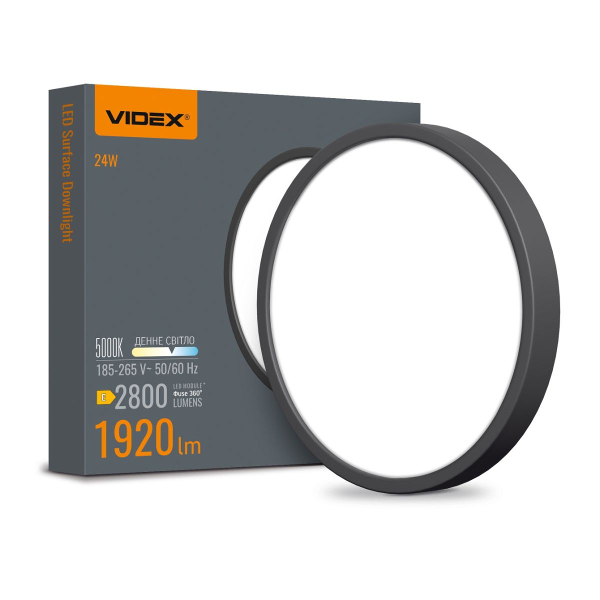 Круглий накладний LED-світильник 24W 5000K Чорного кольору (VL-DLRS-245B) VIDEX