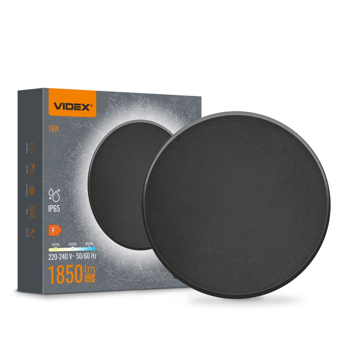 Сучасний настінний LED-світильник бра круглий 25 см (VIDEX WL03, 18 Вт, Чорний)
