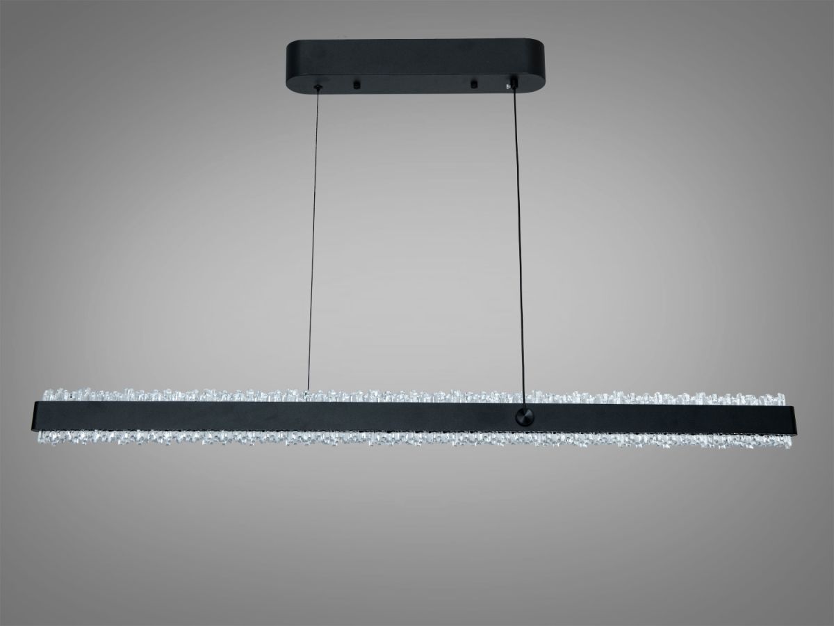 Світлодіодний лінійний Led підвіс 105 см кришталевим розсіювачем 52 Wt чорному корпусі Crystal Beam