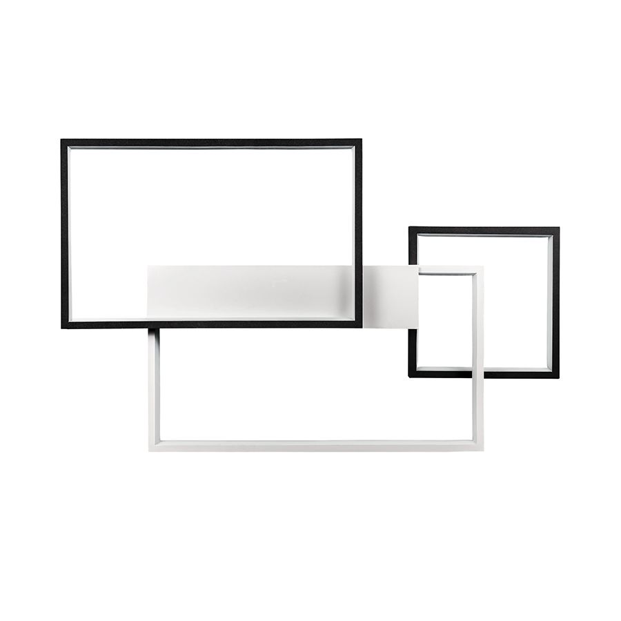 Стельова Led люстра до 18м² прямокутної форми 65 см чорно біла Minimalist Rectangular LED Panel