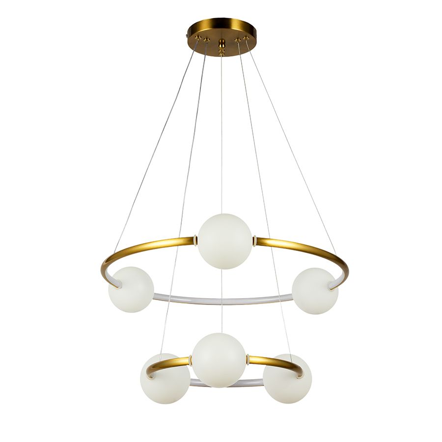 Підвісна каскадна LED люстра на 2 кільця у бронзовому кольорі Orbital Bubbles Bronze